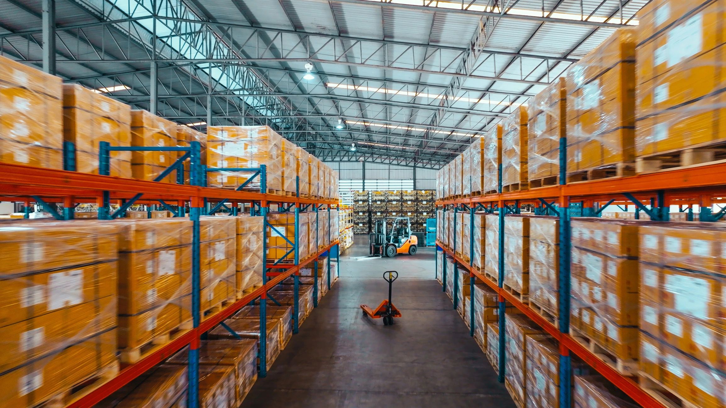 Warehouse inventory shelves representing inventory management analytics